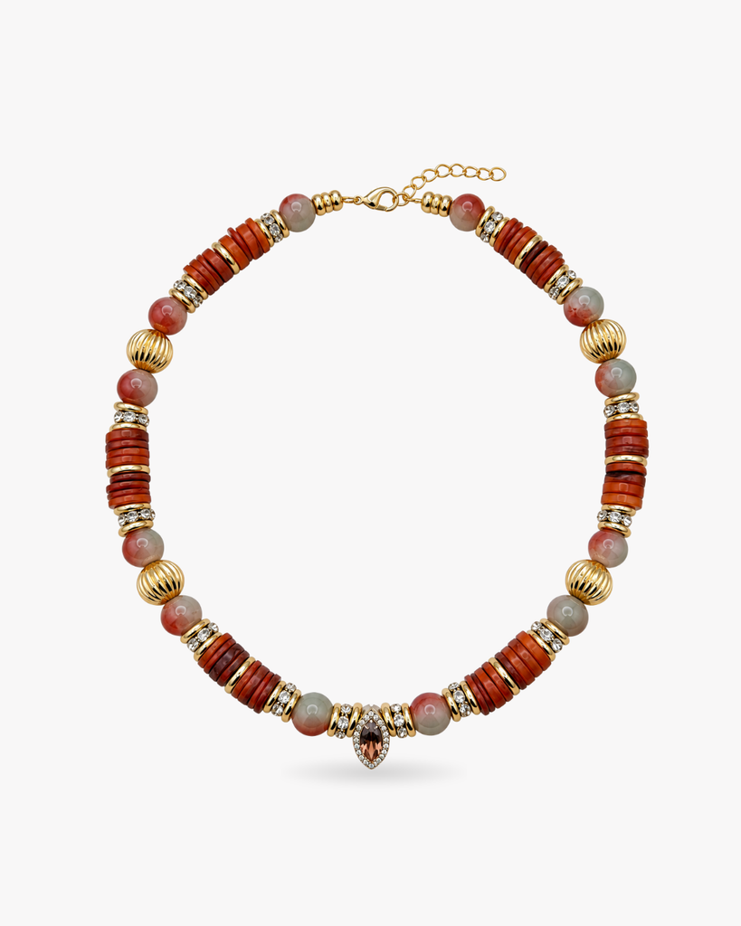 Collier ASTRIDA ORANGE/PERLE