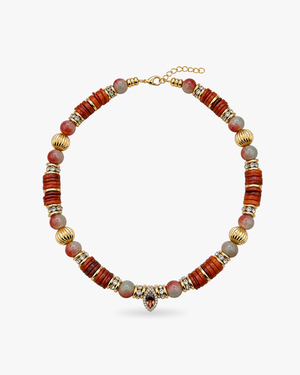 Collier ASTRIDA ORANGE/PERLE