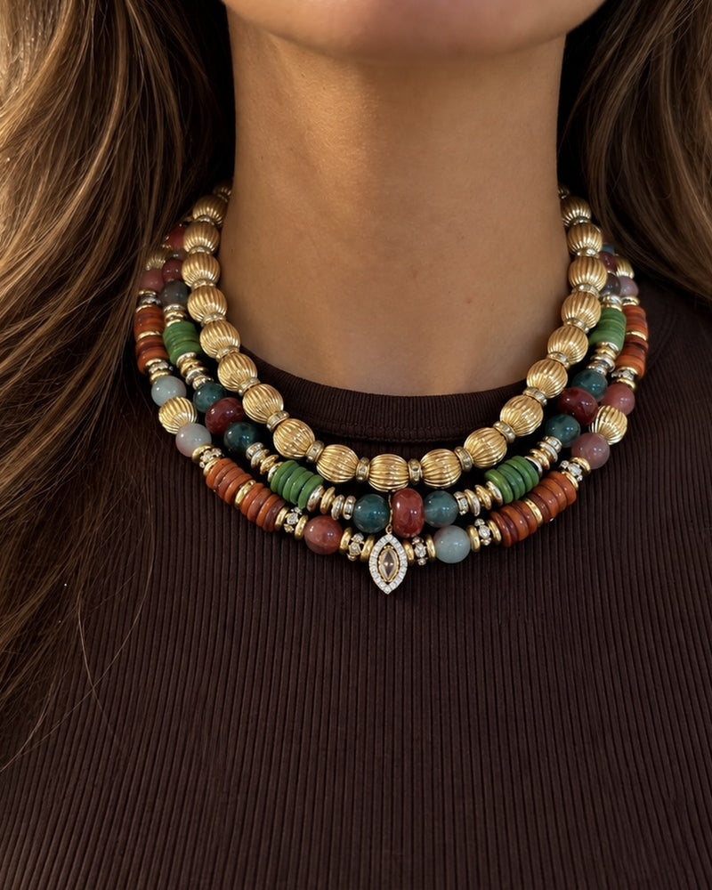 Collier ASTRIDA ORANGE/PERLE